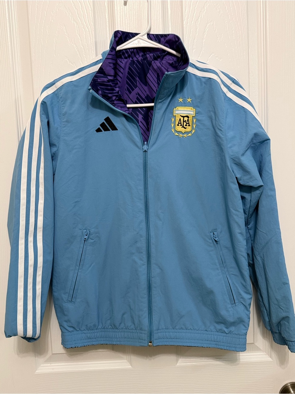 adidas Argentina 2022 World Cup Reversible Anthem Jacket HF3948 Youth M 11-12Y
